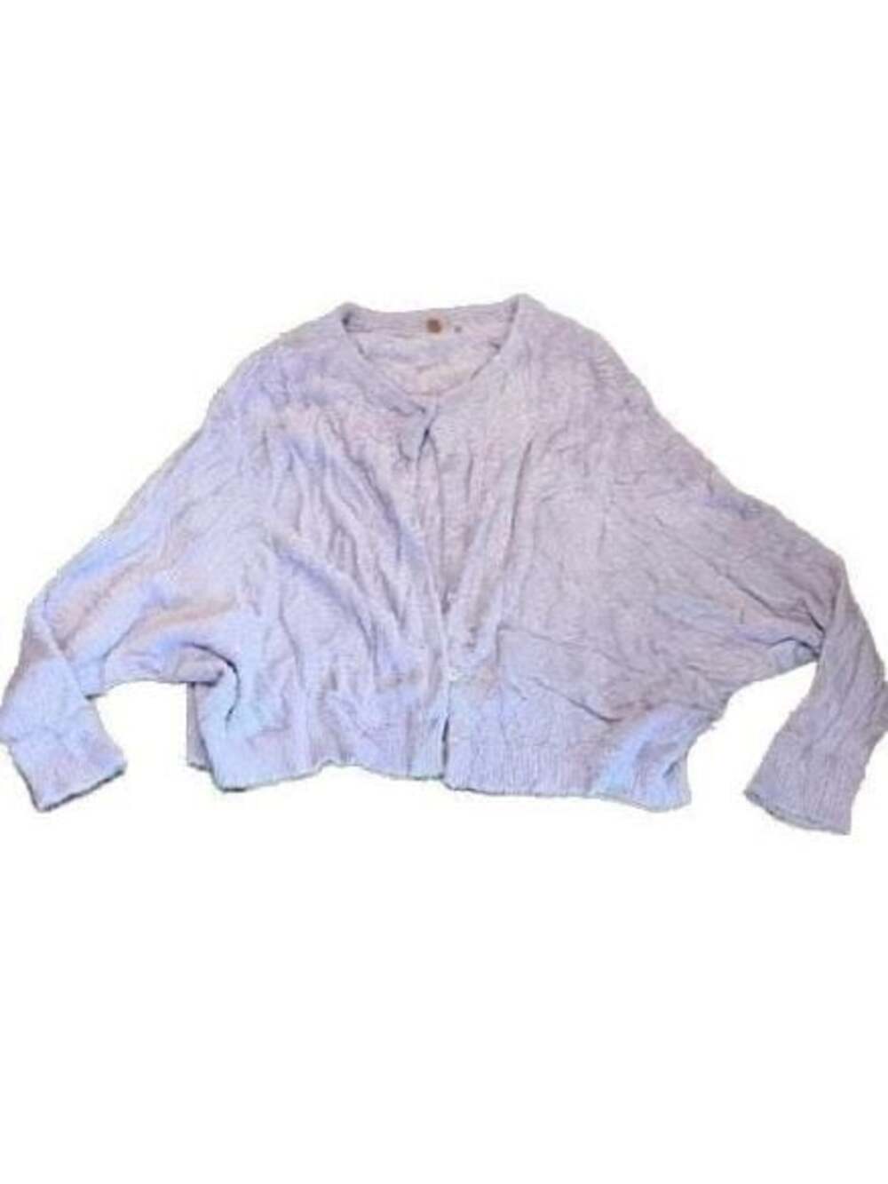 Free People FP One Lilac Purple Faux Fur Eyelash Knit Cropped Cardigan